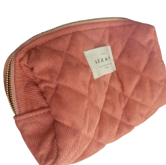 Sezane Handbags - Sezane France Quilted Rust Orange Cosmetic Case Bag Lifestyle Sustainable Paris